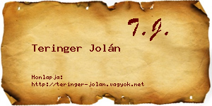 Teringer Jolán névjegykártya